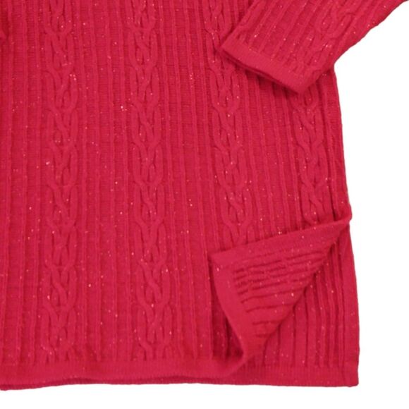 VINTAGE Diane Von Furstenberg Cable Knit Red Metallic Tunic Sweater - Picture 5 of 9